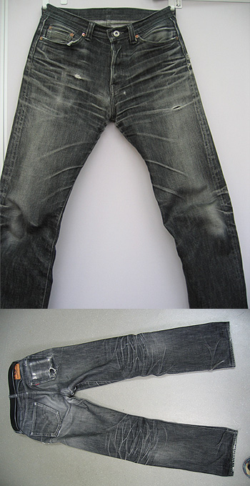 black raw denim jeans